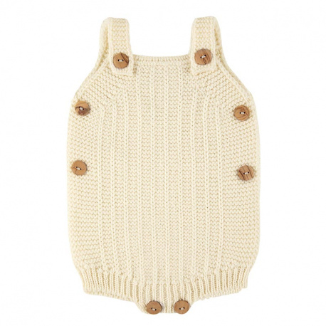 Link stitch merino blend baby romper BEIGE