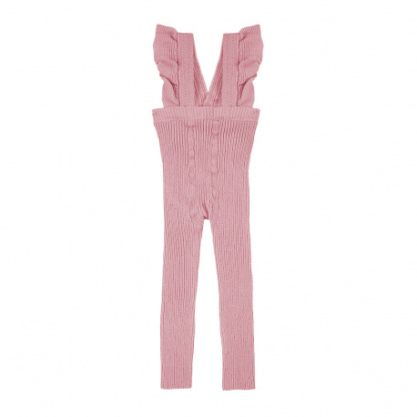 Leggings algodón con tirantes de volantes ROSA PALO