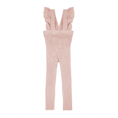 Leggings en coton à bretelles volantées NUDE