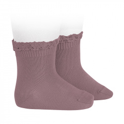 Short socks with lace edging cuff IRIS