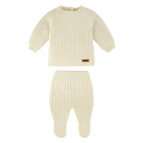 Set misto lana merino (maglioncino+leggings piedi) PANNA