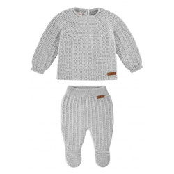 Merino blend set (sweater + footed leggings) ALUMINIUM