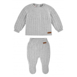 Set misto lana merino (maglioncino+leggings piedi) ALLUMINIO