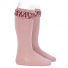 Chaussettes hautes avec ruban velours sur PALE ROSE