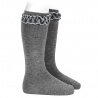 Chaussettes hautes avec ruban velours sur GRIS CLAIR