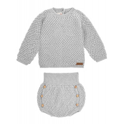 Relief stitch merino blend set (sweater+ culotte) ALUMINIUM