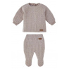 Merino blend set (sweater + footed leggings) NOUGAT
