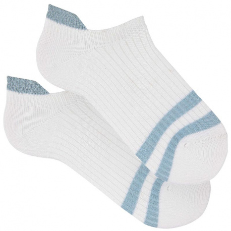 Trainer socks with two metallic stripes SKY BLUE