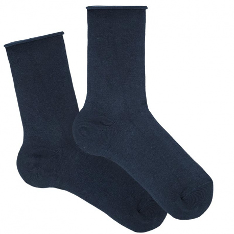 Men modal loose fitting socks w/rolled cuff NAVY BLUE