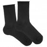 Men modal loose fitting socks w/rolled cuff BLACK
