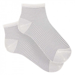 Ankle socks with transparent stripes CREAM
