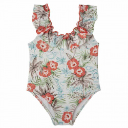 Aloha upf50 swimsuit with flounced neckline CORAL