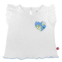 Blue&y sleeveless t-shirt w/embroideredbatiste WHITE