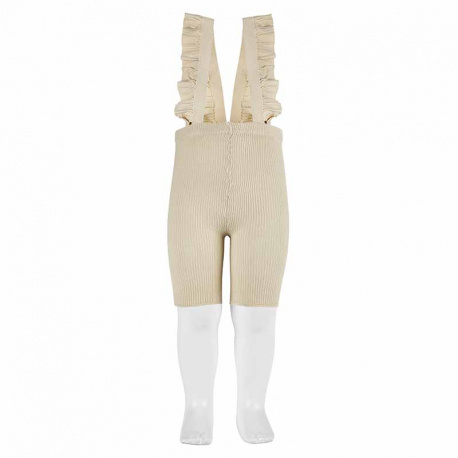 Baby cycling leggings with elastic suspenders LINEN