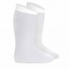 Chaussettes hautes point mousse BLANC