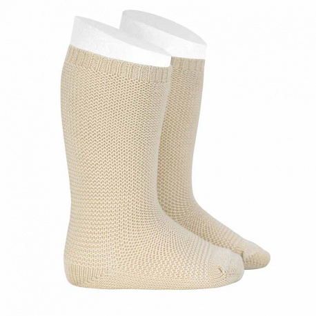 Garter stitch knee high socks LINEN