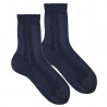 Ceremony tactel short socks with side pattern NAVY BLUE