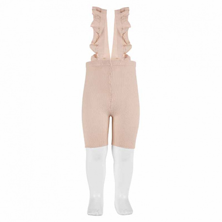 Baby cycling leggings with elastic suspenders NUDE