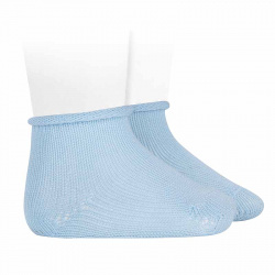 Chaussettes perle bebè avec bordure roulé BLEU BEBE