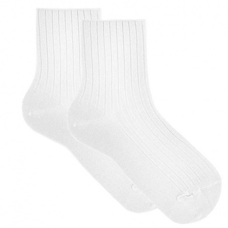 Modal loose fitting socks with rib for women WHITE