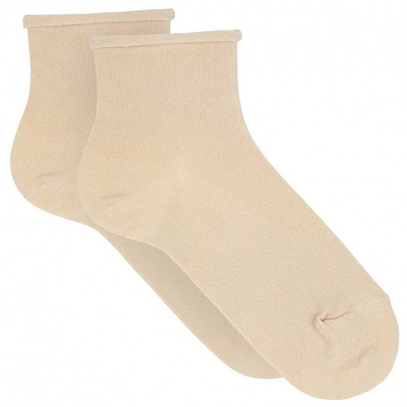 Modal loose fitting ankle socks with rolled cuff LINEN