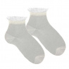 Ceremony ankle socks with frilled plumeti cuff BEIGE