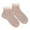 Ceremony ankle socks with frilled plumeti cuff NUDE