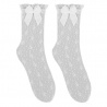 Chaussettes hautes blonde, dentelle et noeud BLANC