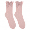 Chaussettes hautes blonde, dentelle et noeud PALE ROSE