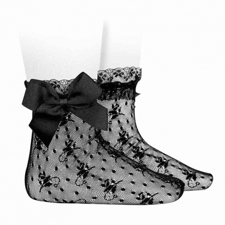 Ceremony silk lace souquet with bow BLACK
