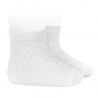 Chaussettes en coton perle avec ajouré géométrique BLANC