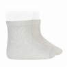 Chaussettes en coton perle avec ajouré géométrique CREME