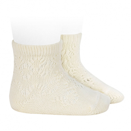 Chaussettes en coton perle avec ajouré géométrique ECRU