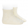 Perle cotton socks with geometric openwork BEIGE