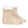 Perle cotton socks with geometric openwork LINEN