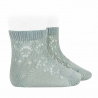 Perle cotton socks with geometric openwork SEA MIST