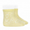 Perle cotton socks with geometric openwork BUTTER