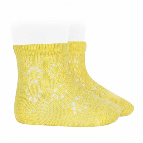 Perle cotton socks with geometric openwork LIMONCELLO