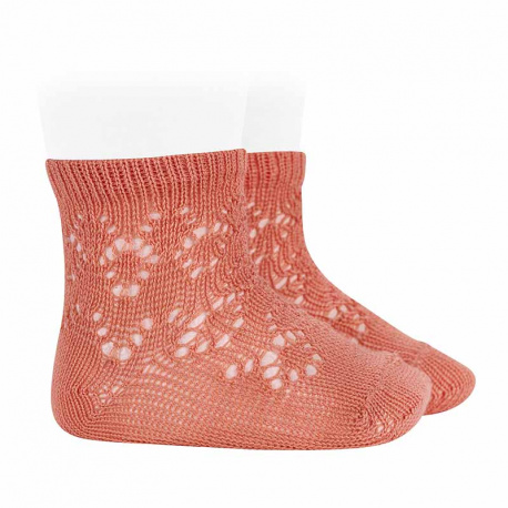 Perle cotton socks with geometric openwork PEONY