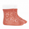 Perle cotton socks with geometric openwork PEONY