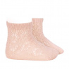 Perle cotton socks with geometric openwork NUDE