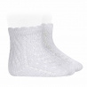 Perle openwork socks with waved cuff WHITE