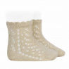 Perle openwork socks with waved cuff LINEN