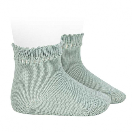 Chaussettes en coton perle avec bordureajourée BRUME