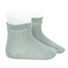 Perle cotton socks with openwork cuff SEA MIST