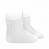 Chaussettes courtes ajourées en perle extra-fin BLANC