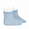 Openwork extrafine perle short socks BABY BLUE