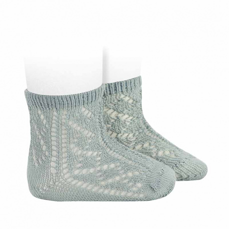 Openwork extrafine perle short socks SEA MIST