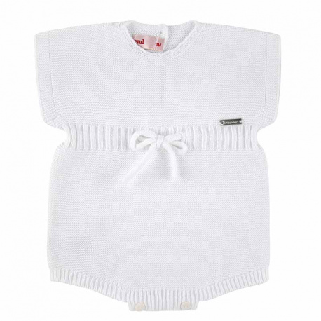 Barboteuse point mousse avec corde BLANC