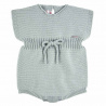 Garter stitch romper with ribbed waist and cord SEA MIST
